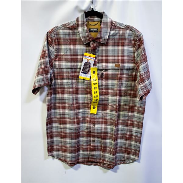 NEW CAN-AM MEN'S SHORT SLEEVE PLAID SHIRT SIZE S