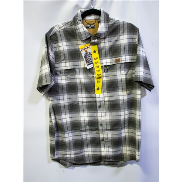 NEW CAN-AM MEN'S SHORT SLEEVE PLAID SHIRT SIZE S