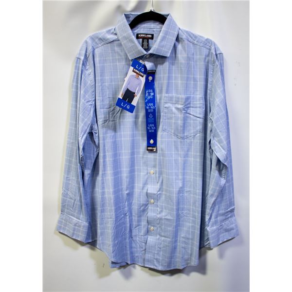 NEW KIRKLAND MEN'S LIGHT BLUE DRESS SHIRT SIZE L