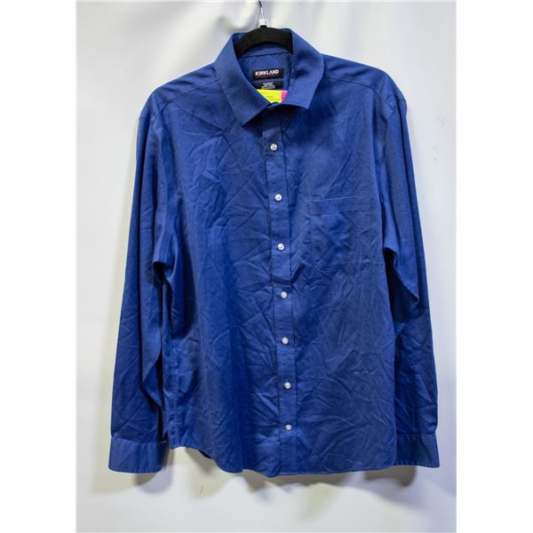 NEW KIRKLAND MEN'S OCEAN BLUE DRESS SHIRT SIZE L
