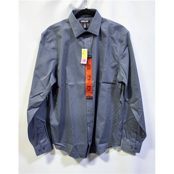 NEW KIRKLAND MEN'S DARK GREY DRESS SHIRT SIZE M