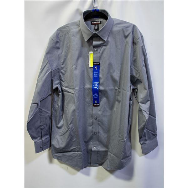 NEW KIRKLAND MEN'S GREY DRESS SHIRT SIZE L