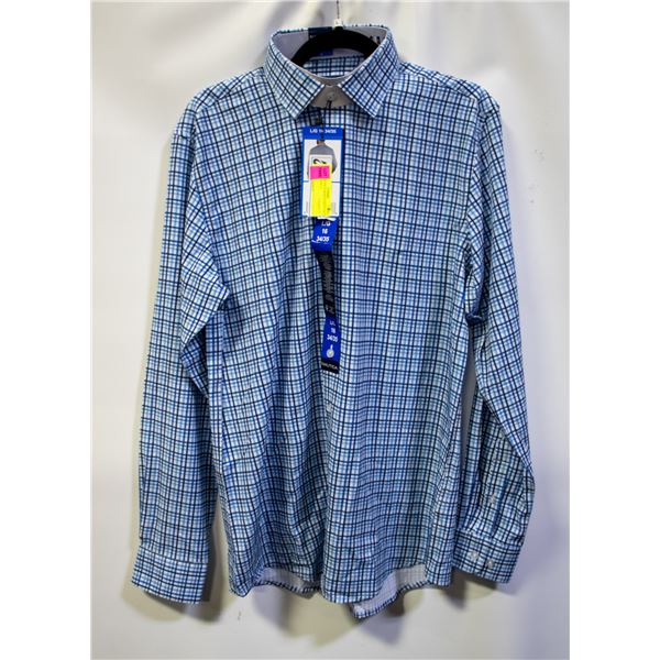 NEW NAUTICA MEN'S SLIM FIT BLUE DRESS SHIRT L