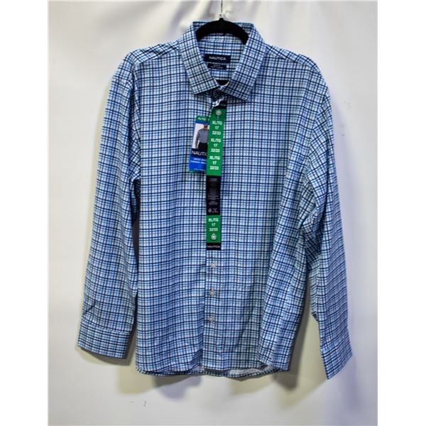 NEW NAUTICA MEN'S SLIM FIT BLUE DRESS SHIRT XL
