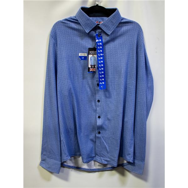 NEW MODERN ENGLISH BLUE MEN'S DRESS SHIRT L
