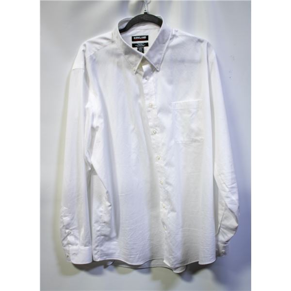NEW KIRKLAND WHITE TRADITIONAL FIT DRESS SHIRT XXL