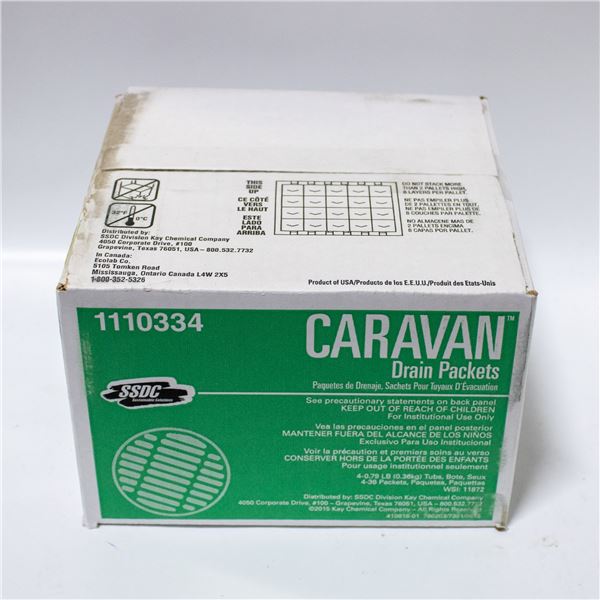 CASE WITH 4 CONTAINERS OF CARAVAN DRAIN PACKETS