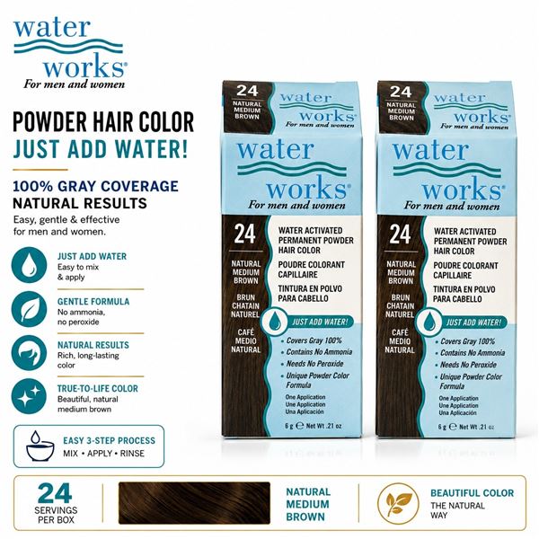 2 WATER WORKS HAIR COLOR #22 BROWN BLACK 6G