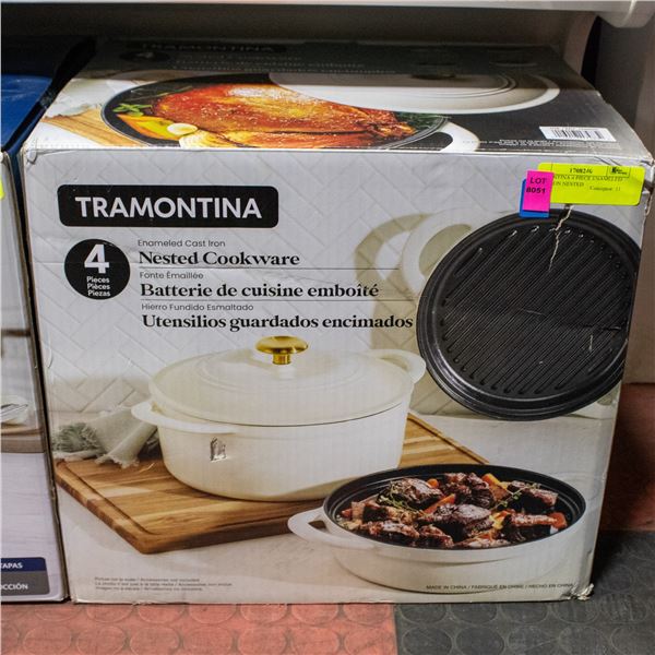 TRAMONTINA 4 PIECE ENAMELED CAST IRON NESTED
