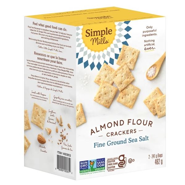NEW 482G SIMPLE MILLS ALMOND FLOUR CRACKERS