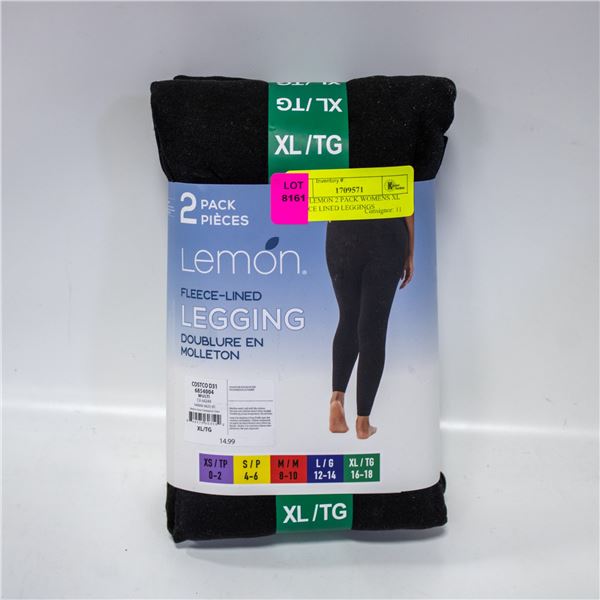 NEW LEMON 2 PACK WOMENS XL FLEECE LINED LEGGINGS
