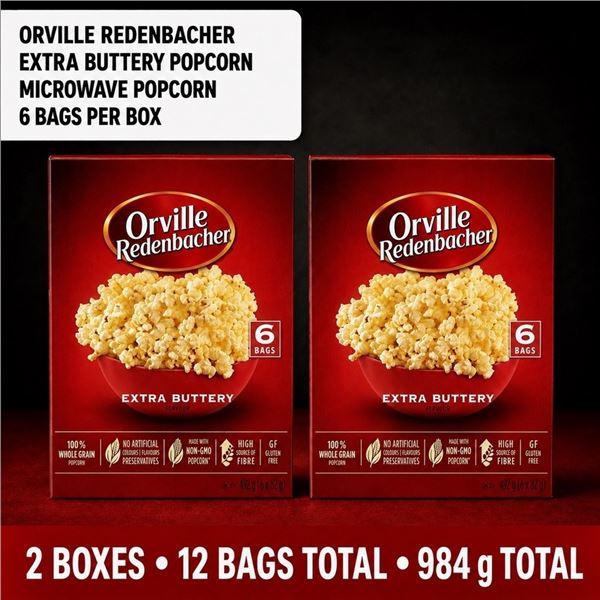 2 ORVILLE EXTRA BUTTERY POPCORN 12 BAGS BB 01/27