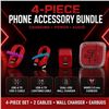 Image 1 : NEW 4 PIECE RED PHONE CHARGER & EARBUD SET