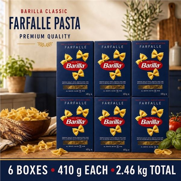 6 BARILLA FARFALLE PASTA 410G BB 02/28