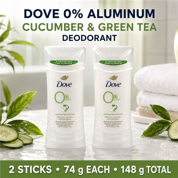 2 DOVE 0% ALUMINUM CUCUMBER DEODORANT 74G