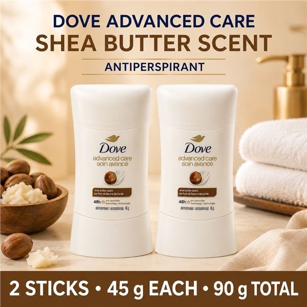 2 DOVE ADVANCED CARE SHEA BUTTER ANTIPERSPIRANT