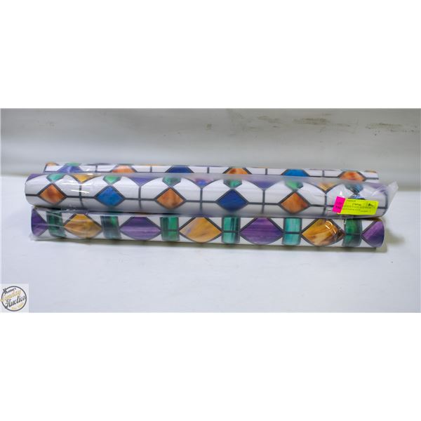 BRAND NEW 4PK OF STAINED GLASS PRINT WINDOW FILM