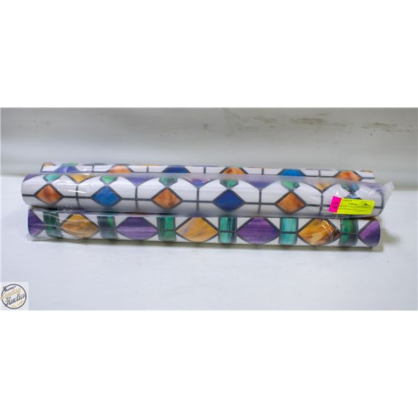 BRAND NEW 4PK OF STAINED GLASS PRINT WINDOW FILM
