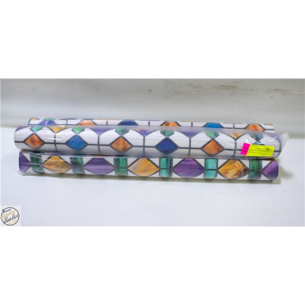 BRAND NEW 4PK OF STAINED GLASS PRINT WINDOW FILM