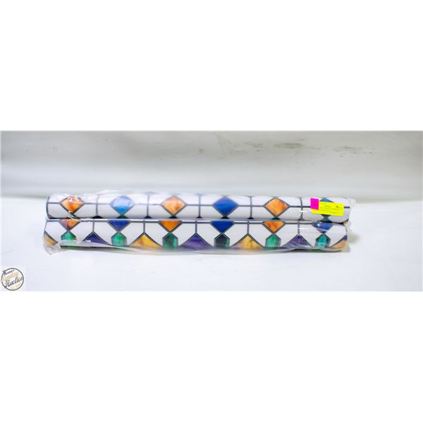 BRAND NEW 3PK OF STAINED GLASS PRINT WINDOW FILM