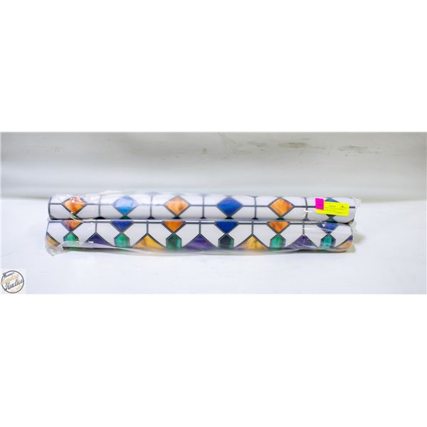 BRAND NEW 3PK OF STAINED GLASS PRINT WINDOW FILM
