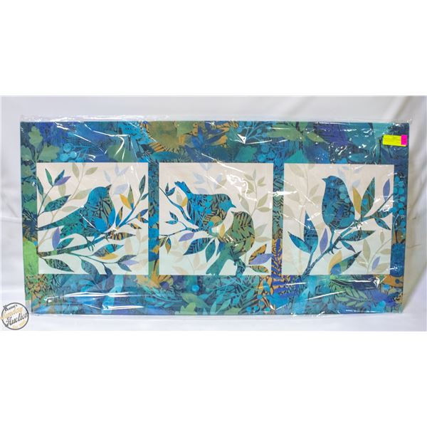 NEW CANVAS WALL ART BIRDS IN FRAMES OF BLUE
