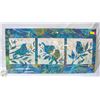 Image 1 : NEW CANVAS WALL ART BIRDS IN FRAMES OF BLUE