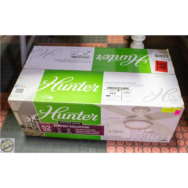BRAND NEW HUNTER 52 IN CEILING FAN WITH LIGHT