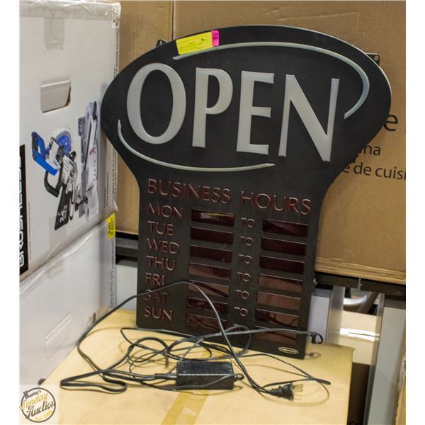 ILLUMINATING STORE "OPEN HOURS" SIGN - DIGITAL