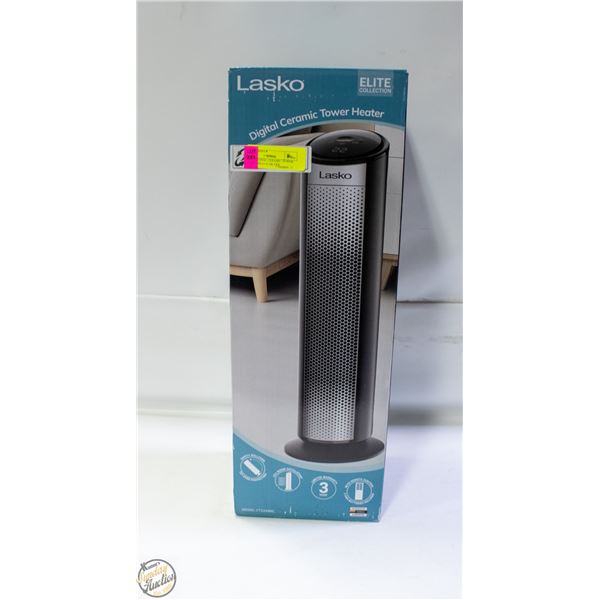 LASKO DIGITAL CERAMIC TOWER HEATER - BLACK/SILVER