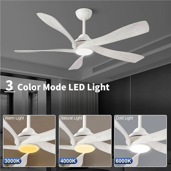 BRAND NEW MELKELEN WHITE CEILING FAN 52" W LIGHTS