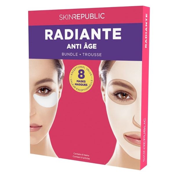 NEW 8 PACK SKINREPUBLIC RADIANTE FACE MASK BUNDLE