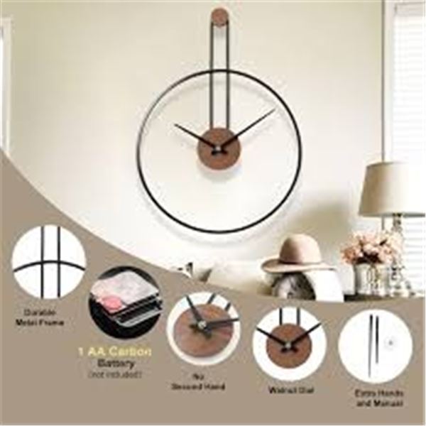 NEW GOUPCA WALL CLOCK 24.4"X17.7" BLACK
