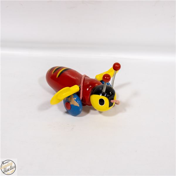 VINTAGE BUMBLE BEE WOODEN PULL-ALONG TOY