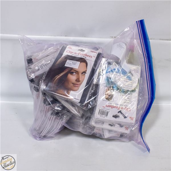 31 NEW 3PKS CLIP-IN-FEATHERS VARIOUS COLOURS