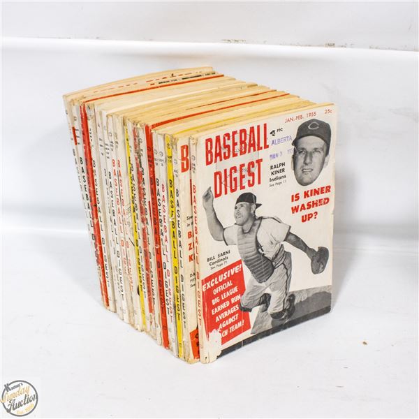 VINTAGE BASEBALL DIGESTS 19 MAGAZINES FROM 1955-65
