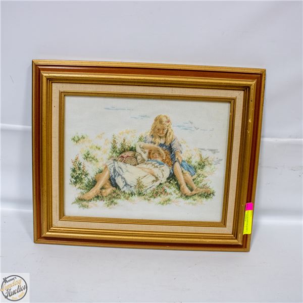 LARGE FRAMED PETIT POINT