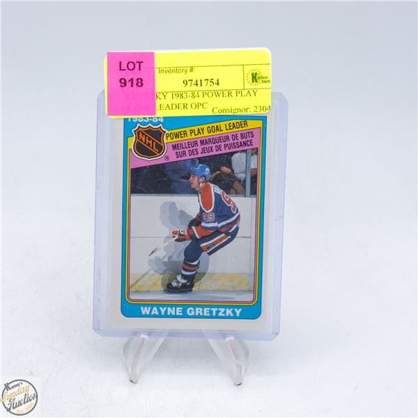 GRETZKY 1983-84 POWER PLAY GOAL LEADER OPC
