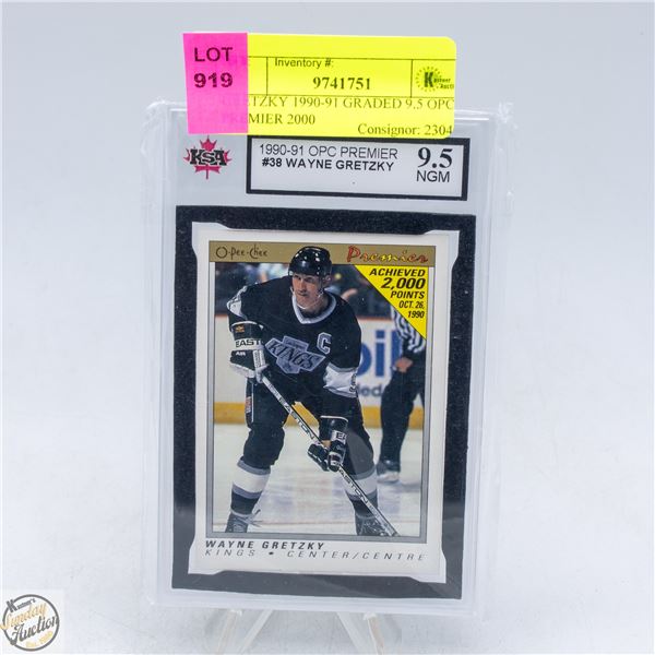 GRETZKY 1990-91 GRADED 9.5 OPC PREMIER 2000