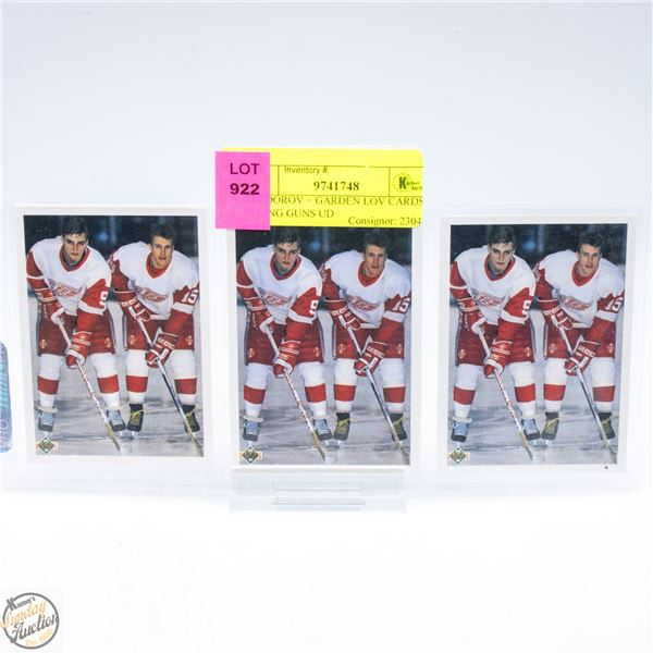3 FEDOROV + GARDEN LOV CARDS YOUNG GUNS UD