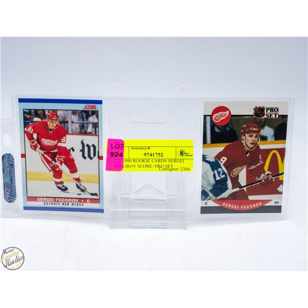 2 X 1990 ROOKIE CARDS SERGEI FEDOROV SCORE+PRO SET