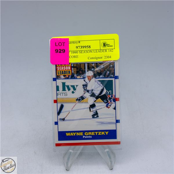 GRETZKY 1990 SEASON LEADER 142 POINTS SCORE