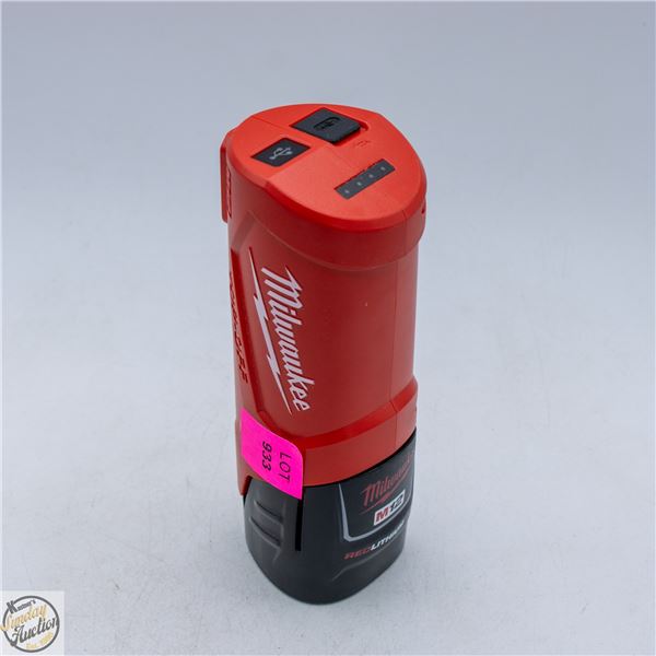 MILWAUKEE M12 2AH BATTERY W/ TOP-OFF POWER SUPPLY