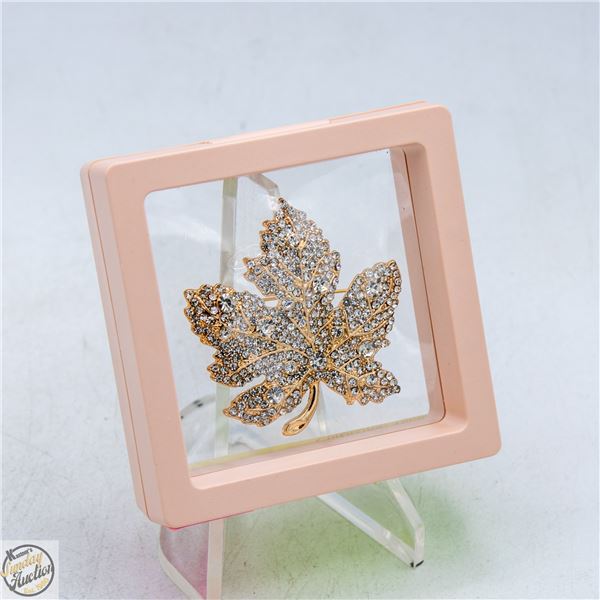 NEW MAPLE LEAF LEAF CLEAR RHINESTONES ACCENT