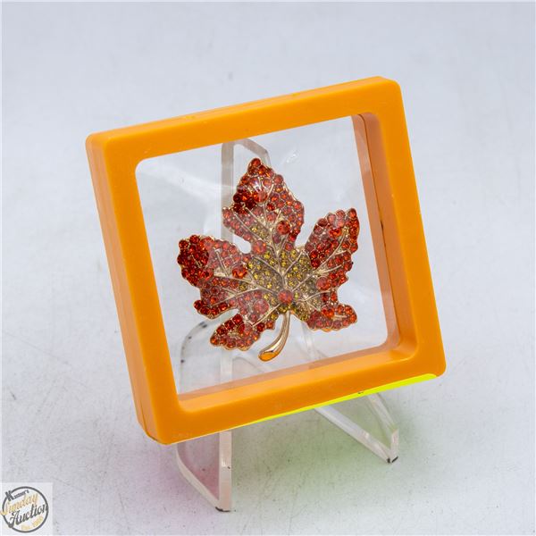NEW MAPLE LEAF ORANGE AND AMBER RHINESTONES