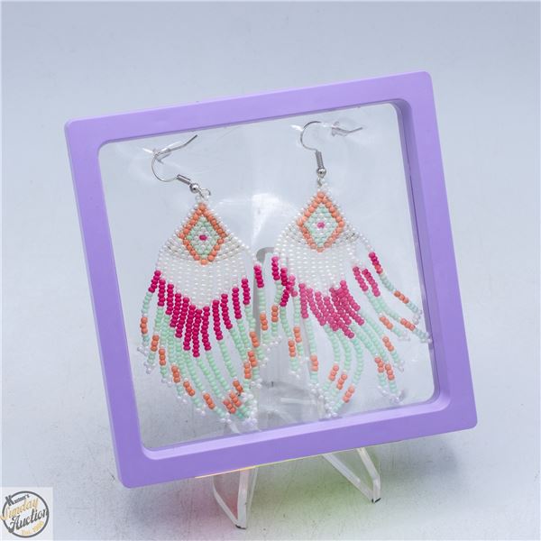 NEW RICE BEADS TASSEL EARRINGS PINKS TEALS PEARLS