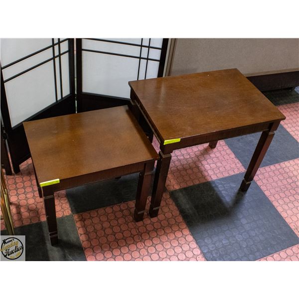 2 CAPPUCCINO-FINISHED SQUARE WOODEN END TABLE