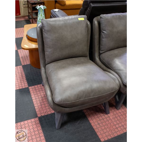 NEW AIDEN & IVY LEATHER SLIPPER CHAIR - ARMLESS