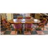 Image 1 : VINTAGE BURGUNDY BARREL CHAIR DINING ROOM TABLE-