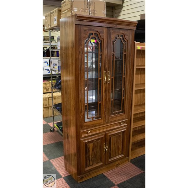 VINTAGE CHINA DISPLAY CABINET 76" X 33" X 15"